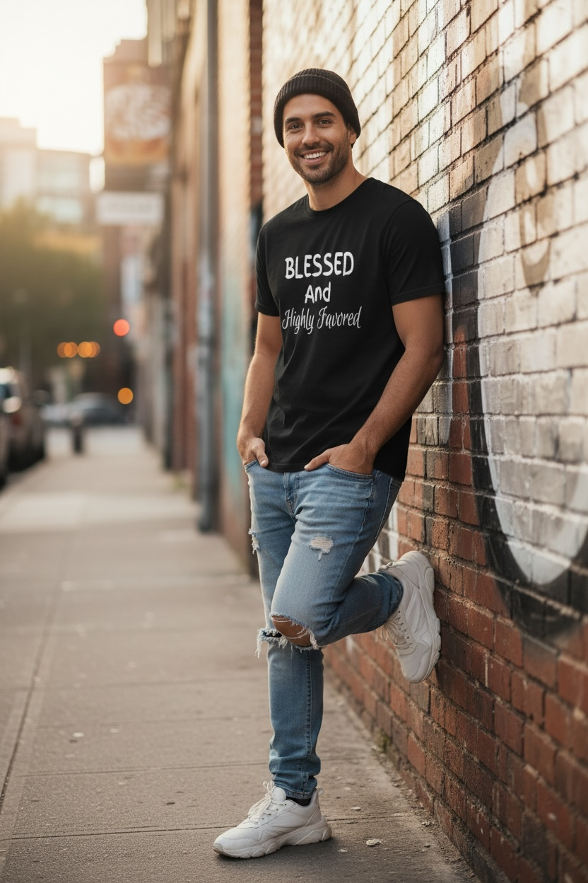 Blessed & Highly Favored Tee — Black Edition